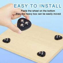 4 Pcs Black Premium Heavy Duty Swivel Wheels - Smooth 360° Rotation, Ultra-Stick Self Adhesive Caster Set For Effortless Movement On Storage Boxes, Furniture, Trash Cans, And Coffee Tables - View 4