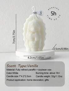 1支Q版圣母玛利亚雕像蜡烛，32克，采用天然大豆蜡和植物蜡制成，配有烛芯，燃烧稳定无烟，可持续燃烧4-5小时。这款蜡烛是精心设计的母亲节礼物，也适合新生儿祝福派对、家庭周年纪念、新年和生日庆祝活动。纯手工制作，可爱的圆形Q版造型，为传统节日带来温暖治愈的氛围。 - 1PC - 查看 9