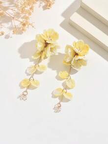 1 par de pendientes de gota negros con borlas largas y florales de lujo, adecuados para el uso diario y las vacaciones en la playa de las mujeres - Negro - Ver 16