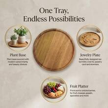 Handmade Wooden Tray - Round Rustic Style Plate, Serving Platter, Sturdy Natural Wood Tableware For Desserts, Snacks, Dried Fruits, Decorative Tray, Storage Dish, Perfect For Party Decor, Housewarming Gifts, Home Decor - Rust Brown - View 9