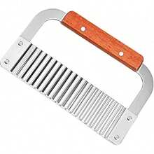 Crinkle Cutter Potato Carrot Chip Vegetable Crinkle Wavy Chopper Cutter French Fry Slicer - Gỗ - Xem 1