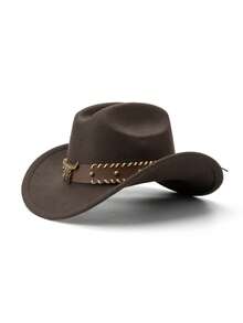 1. Mũ cao bồi miền Tây Halloween, Unisex, Chất liệu nỉ len mềm mại, Mũ cao bồi có khóa thắt lưng hình đầu bò, Thích hợp cho mùa tựu trường, các bữa tiệc ngày lễ, mặc hàng ngày và các dịp khác. - Kiểu 1 - Xem 1