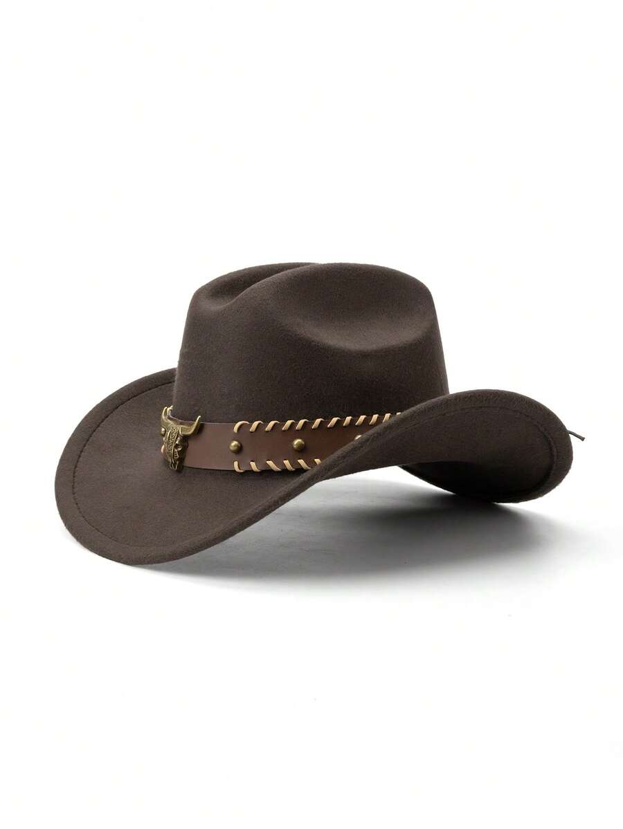 1. Mũ cao bồi miền Tây Halloween, Unisex, Chất liệu nỉ len mềm mại, Mũ cao bồi có khóa thắt lưng hình đầu bò, Thích hợp cho mùa tựu trường, các bữa tiệc ngày lễ, mặc hàng ngày và các dịp khác. - Kiểu 1 - Xem 1