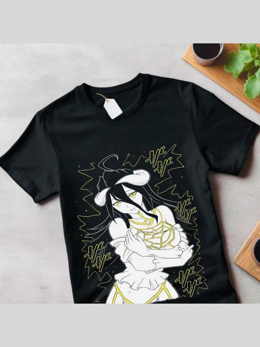 Albedo Overlord Tshirt, Anime Overlord Character, Demon Girl, Succubus, Ainz Ooal Gown, Momonga, Tomb Of Nazarick, Anime Streetwear Sweatshirt - 黑色 - 查看 1