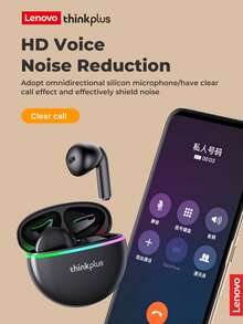 Lenovo 联想 XT97 TWS 蓝牙 5.3 无线耳机，降噪 HiFi 立体声运动耳塞，触控操作，带麦克风和 RGB 灯效 - 查看 10