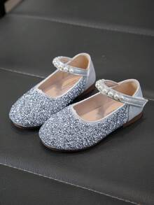 Infant Flat Shoes, Girls Princess Shoes With Rhinestones, Spring/Autumn Baby Shoes - Silver - View 2