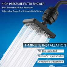 Cabezal de ducha de lluvia de alta presión de 6 pulgadas con sistema de filtración de 15 niveles, solo para uso en la ducha - Conjunto de dos piezas - Ver 4