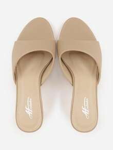 Women's Solid Color Fashionable High Heel Mules For Daily Wear - Khaki - View 6