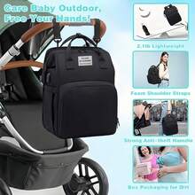 Diaper Bag Backpack, Diaper Bags, Shower Gifts, Multifunctional Diaper Backpack Large Capacity, (Heather Grey), Items, Necessitied - 1個 - 查看 10