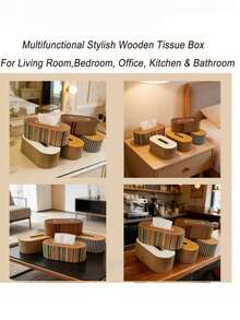 1pc Oval Tissue Box, Luxury Minimalist Household Tissue Holder, Multi-Functional Modern Desktop Decor For Living Room - Multicolor - View 6