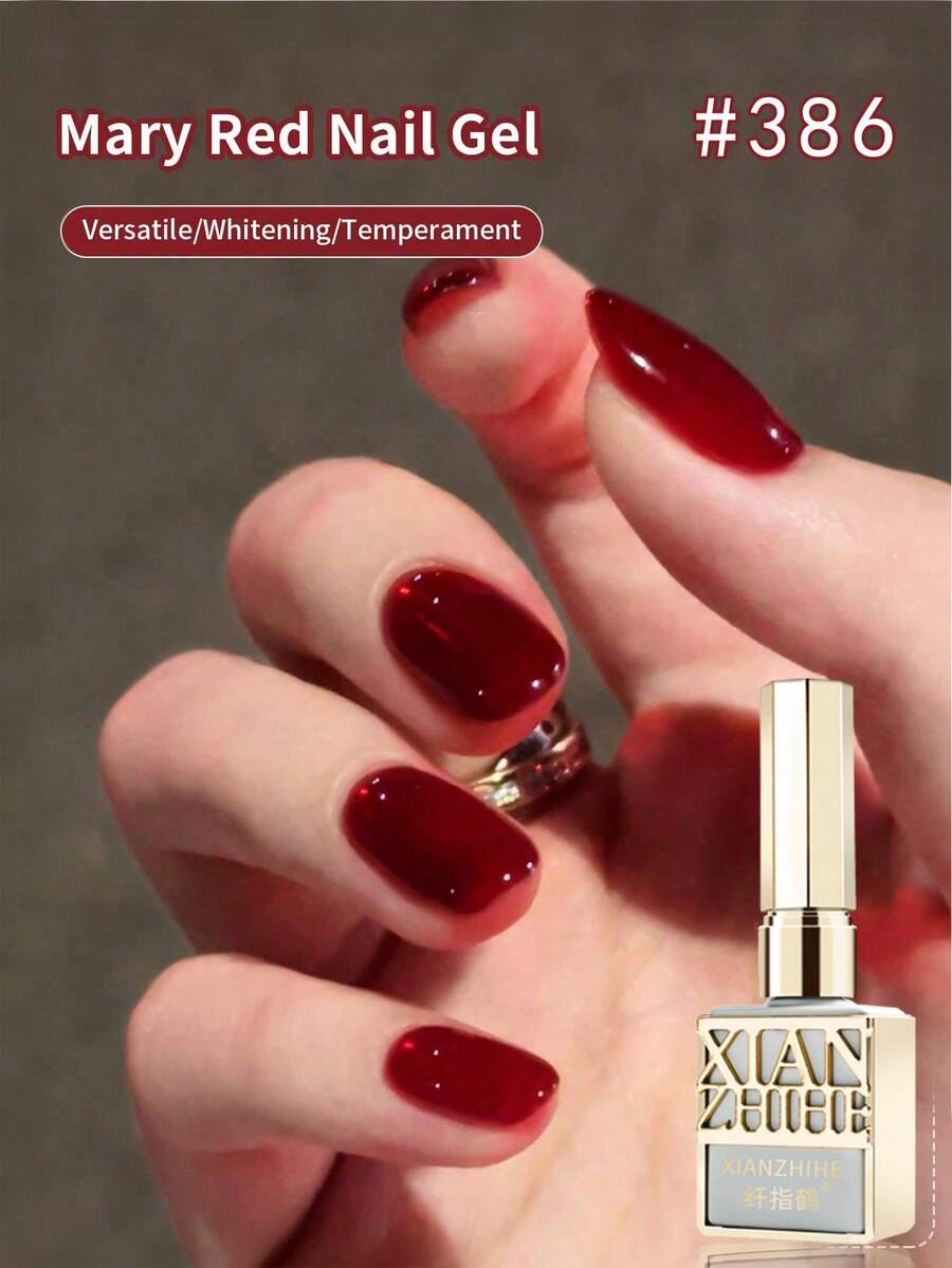 XIANZHIHE 1PC 15ML 新年红色指甲油凝胶 2026 新款网络热销，美白樱桃酒红色指甲油 美甲师用品 - 紅色 - 查看 1