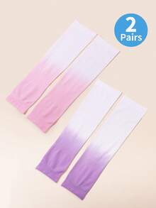 2 Pairs Kids' Ice Silk Gradient UV Protection Arm Sleeves, Suitable For Outdoor Sports And Cycling - 2Pairs - View 8