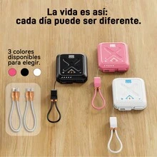 Minicargador inalámbrico de bolsillo, incluye cable, batería externa de carga rápida. - Rosa - Ver 2