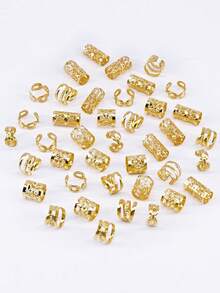 40Pcs Alloy Loc Jewelry For Hair Braid Jewelry Accessories For Women Girls Metal Hair Rings Cuffs Clips For Dreadlock Hair Braids Jewelry Decorations For Party,Summer,Holiday,Travel - Gold - View 4