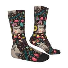 1 par de calcetines locos con diseño retro Harajuku de mapaches alegres y brillantes, estilo hip hop - Multicolor - Ver 7