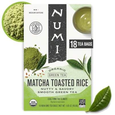 Numi Organic Matcha Toasted Rice Tea 18 Green Tea Bags Micro-Plastic