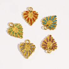 1pc Bohemian Style Leaf Shaped Rhinestone Pendant Necklace Accessory, Suitable For Women's Daily Wear - Multicolor - View 2
