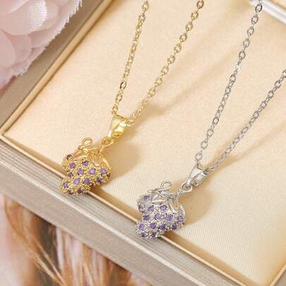 1. Mặt dây chuyền hình trái cây tinh tế, sáng tạo, đính đá Zirconia, phù hợp cho nữ giới đeo hàng ngày, đa năng và thời trang.