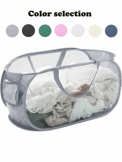 1pc Large Capacity Foldable Laundry Basket With Waterproof Collapsible Design, Self-Standing Dirty Clothes Storage Organizer, Space-Saving Solution For Bathroom Bedroom Laundry Room Dorm Kitchen Home Organization, Portable Fabric Hamper Container