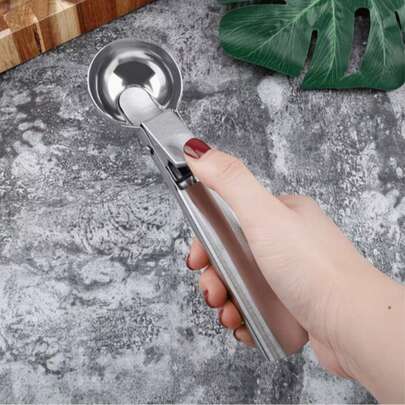 Cuchara para helado de acero inoxidable resistente con gatillo - Perfecta para helados y sorbetes, apta para lavavajillas, con agarre cómodo
