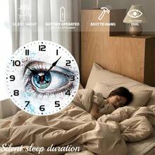 2D Flat, Watercolor Eye Artwork - Single 10inch Round Silent Wall Clock, European And American Style - Battery Not Included, Silent Clock, Perfect For Enhancing Your Study Or Living Room, An Excellent Gift For Friends, Family, Etc,Teacher,Valentines Gift,Graduation,Mother Giftsr,Room Deocr,Wall Deoc,Home Essentials - 1 PC / Multicolor / 10in / 25cm - View 7