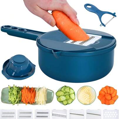 Picador de verduras multiusos definitivo de 12 en 1 - Corte, rallado, rebanado y rallado fáciles - Adecuado para hoteles, cocinas comerciales y domésticas