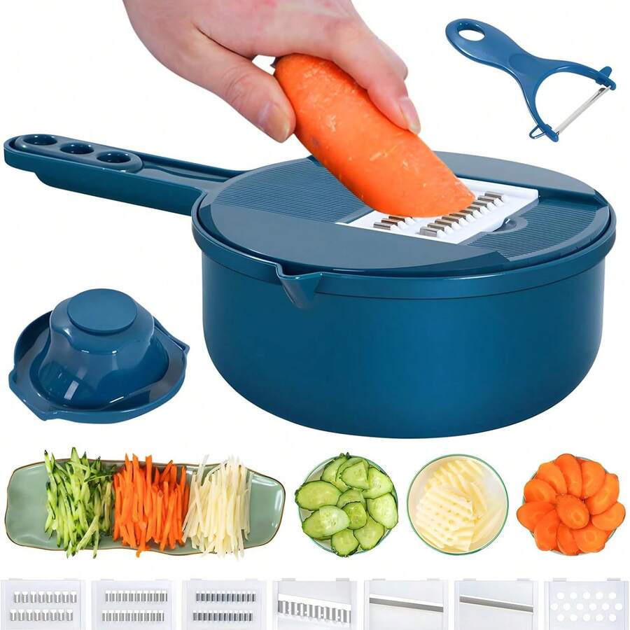 12-In-1 Ultimate Multipurpose Vegetable Chopper - Easy Cutting, Shredding, Slicing And Grating - Suitable For Hotel, Commercial And Home Kitchens