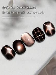 Herramienta de arte de uñas 2026 Nuevo estilo Cubo magnético de arte de uñas Patrón de tablero de ajedrez Patrón de cocodrilo Ojo de gato para uso de arte de uñas Herramientas para uñas - Plateado - Ver 6