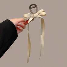 1pc Fashion Black Ribbon Bow Claw Clip Hair Claw Hairstyle Accessory For Women, Matte Finish Daily Use Bangs Clip - Multicolor - View 8