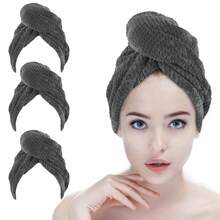 Microfiber Hair Towel Extra Large Wrap Quick Dry Hair Towel Wrap With Elastic Band , Ultra Absorbent Soft Hair Towel Wrap Turban - Blue - View 3