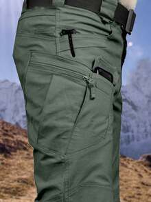 Men's Tactical Pants With Multiple Pockets, Multi-Pocket Design For Hiking & Outdoor Adventures, Camping Gear - 綠色 - 查看 5