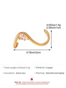 1pc Fashionable Minimalist Personalized Luxury Inlaid S-Shaped Earrings, Suitable For Women's Daily And Holiday Wear - Yellow Gold - View 4
