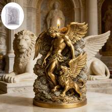 1pc White Creative Holy Angel And Guardian Lion Mold, Vividly Depicting Angel Wings And Lion Clouds, Easy To Demold And Reusable Silicone Mold, Suitable For Making Scented Candles, Plaster Or Resin Artworks, Is A Sacred Gift For Religious Festivals Or Special Celebrations, And A Mysterious Choice For Home Decoration. - White - Angel Flying Lion - View 8