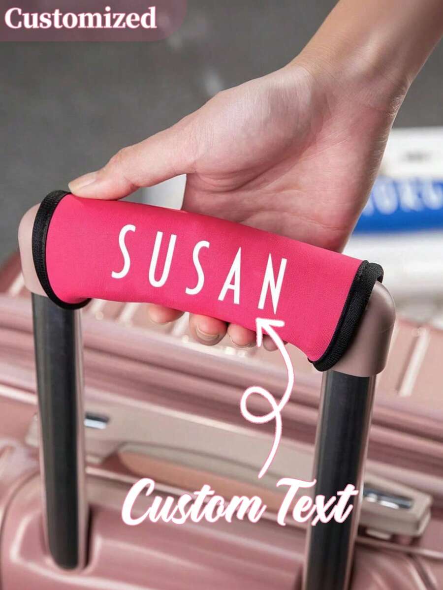 Customized Name Luggage Handle Cover, Travel Suitcase Handle Protector, Travel Bag Cover, Luggage Handle Identification Cover, Traveler Gift