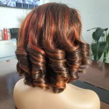 ZHENDEFA 处女发蓬松波浪13x4蕾丝前假发真人发佩戴即走蓬松卷曲无胶假发250%密度 - 彩色 - 查看 11