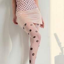 Retro Large-Scale Polka Dot Pantyhose, Fashionable Multi-Color Contrasting Polka Dot Stockings, Sweet, Cool, Ish Style Leg Accessories, Ultra-Thin Transparent Base Layer  Pantyhose For Women. - Hồng - Xem 3