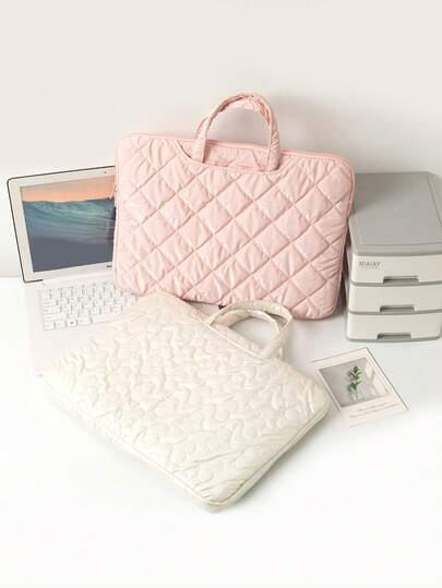 1 stuk prachtige laptoptas met ruitvormig strikpatroon, 38 cm groot, waterdicht materiaal, creatief en ruim ontwerp, draagbare laptoptas voor onderweg, modieuze kantoor- en schoolbenodigdheden.