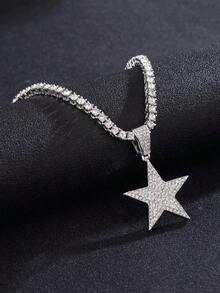 For Women Men Punk Hip Hop Style Rock Party Full Rhinestone Gorgeous Star Charm Necklace Alloy Material For Party - Multicolor - View 6
