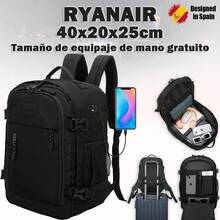 1990s Ryanair 40x20x25cm（20升）便攜背包| 防水飛行背包| 耐用手提行李| 徒步旅行背包| 學生背包| 工作背包| 海軍藍| 灰色| 玫瑰紅色 - 黑色 - 查看 1