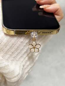 Minimalist Flower Shaped Dust Plug For Phone, Tablet, And Charging Port - White - View 2
