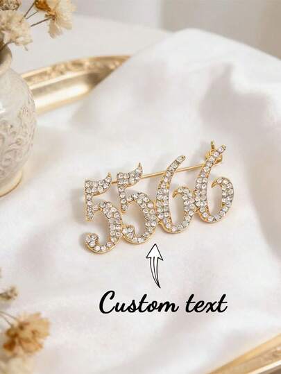 1PC Custom Name Pin, Rhinestone Design - Women's Luxury Crystal Lapel Pin, Elegant Gold Badge, Suitable For Jackets, Bags, Hats, Perfect Fiday Gifting, Ideal Mother's Day Gift