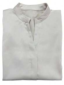 Minimalist Commuter Milky White Shirt, Satin Collar Design, Long Sleeve Slim Fit Elegant Blouse, Soft And Smooth Fabric, Suitable For Work And Daily Commute Spring - màu đen - Xem 9