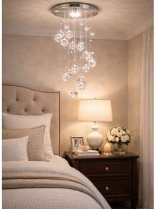 Crystal Pendant Chandelier Honey Champagne Genuine K9 Stainless Steel Comes Assembled LED Free Gift Spiral Cascade - 半透明水晶 - 查看 4