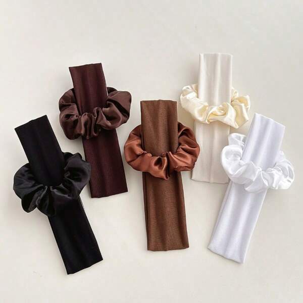 סט של 10/2 סרטי ראש בצבע אחיד + גומייה, מתאים לריצת יוגה, סרטי ראש אלסטיים רב תכליתיים מינימליסטיים