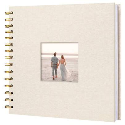1 Piece 8x8 Inch Linen Cover Scrapbook Photo Album, Hard Kraft Paper White Pages Memory Book, Elegant Minimalist Scrapbook Album, Anniversary DIY Gift, Suitable For Travel, Wedding Guest Book, Christmas And Party