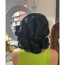 ZHENDEFA 处女发蓬松波浪13x4蕾丝前假发真人发佩戴即走蓬松卷曲无胶假发250%密度 - 彩色 - 查看 5