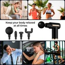 Massage Gun, Small Travel Tool, Massage Gun Deep Tissue,Percussion Handheld Portable Muscle Massager Tool For Full Body Pain Relief, Ideal Gifts For Men, Women(Black) - 灰色 - 查看 3