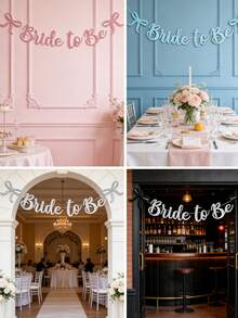 Decoraciones de fiesta de despedida de soltera con lazo de brillo dorado rosa, adecuadas para ducha nupcial, compromiso, celebración de boda, fiesta de compromiso - multicolor - Ver 8