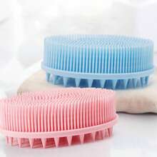 二合一升级版硅胶沐浴刷，双面梳子和身体刷，悬挂式设计，柔软硅胶材质，去角质，高品质硅胶沐浴球，头皮按摩器……情人节、妇女节、母亲节、节日的理想礼物 - 彩色 - 查看 8