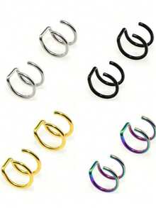 1 Pair No Piercing Fake Earrings, Star Design, Anti-Fading, Stainless Steel Material That Won't Slip, Punk Style - Multicolor - View 4